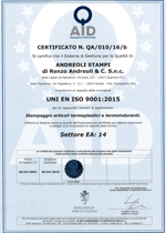 ANDREOLISTAMPI snc - certificazioni